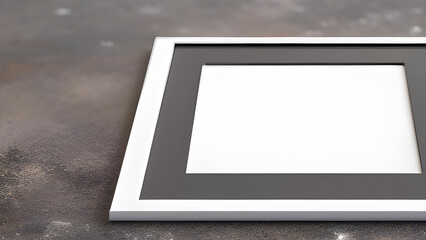Mockup blank picture frame photo frame close up on ground floor, 3d render