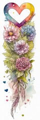 Watercolor Bouquet Bookmark Design 2x6 inches  Created with Generative AI Tools