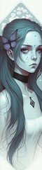 E-girl Bookmark Design 2x8 inches Created with Generative AI Tools