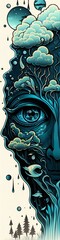 Face Bookmark Design 2x8 inches Created with Generative AI Tools
