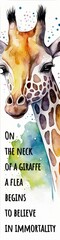 Watercolor Giraffe Bookmark Design 2x8 inches Created with Generative AI Tools