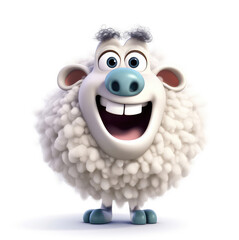 Cartoon sheep mascot smiley face on white background