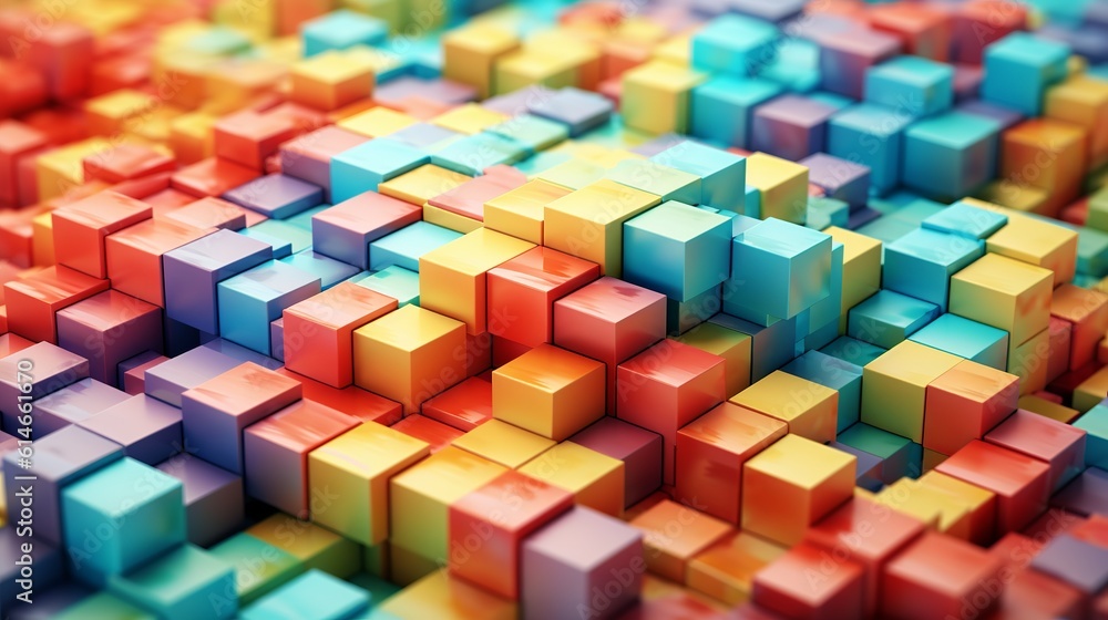 Poster blocks and cube abstract rainbow background. generative ai