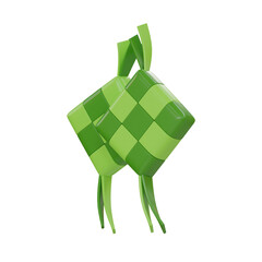 3d Ketupat. icon isolated on white background. 3d rendering illustration