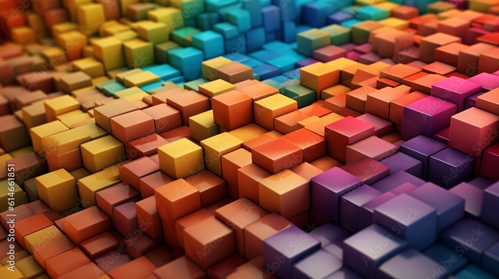 Poster blocks and cube abstract rainbow background. generative ai