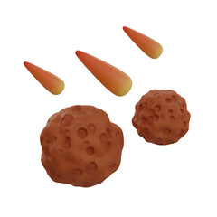 3d Comet. icon isolated on white background. 3d rendering illustration