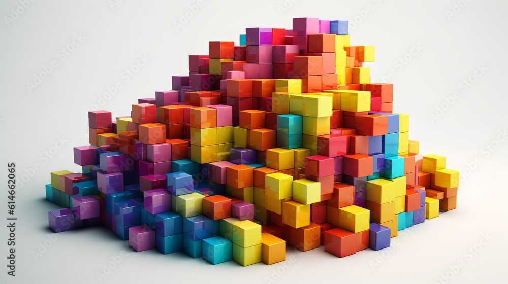 Poster blocks and cube abstract rainbow background. generative ai