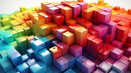 Blocks and cube abstract rainbow background. Generative Ai