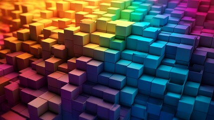 Blocks and cube abstract rainbow background. Generative Ai