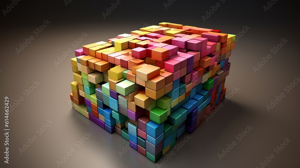 Poster blocks and cube abstract rainbow background. generative ai