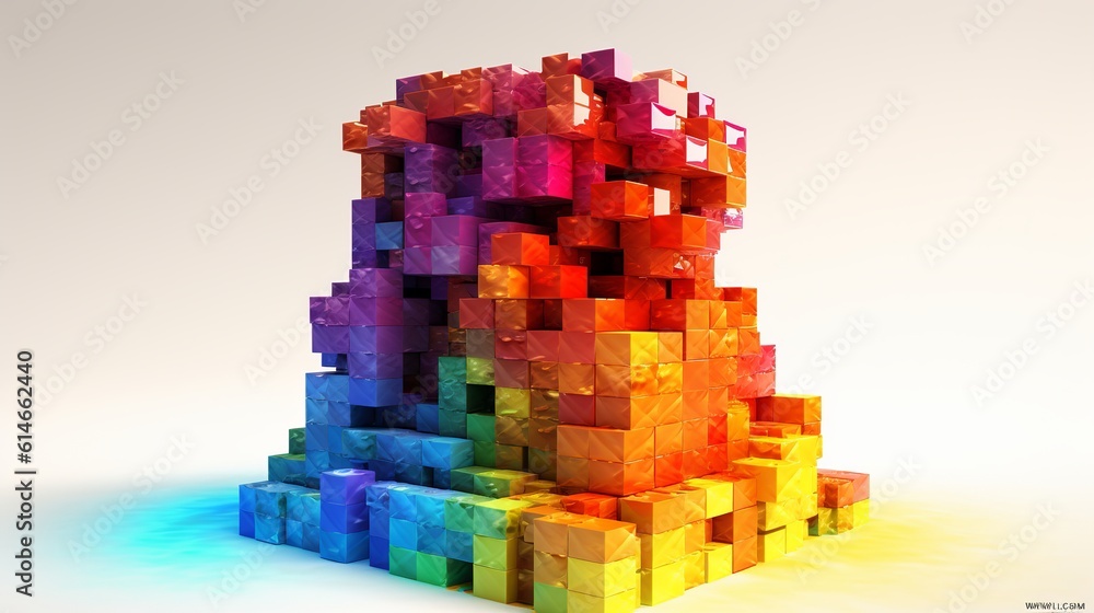 Poster blocks and cube abstract rainbow background. generative ai