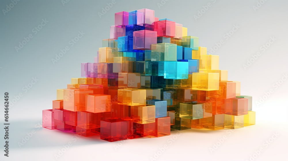 Poster blocks and cube abstract rainbow background. generative ai
