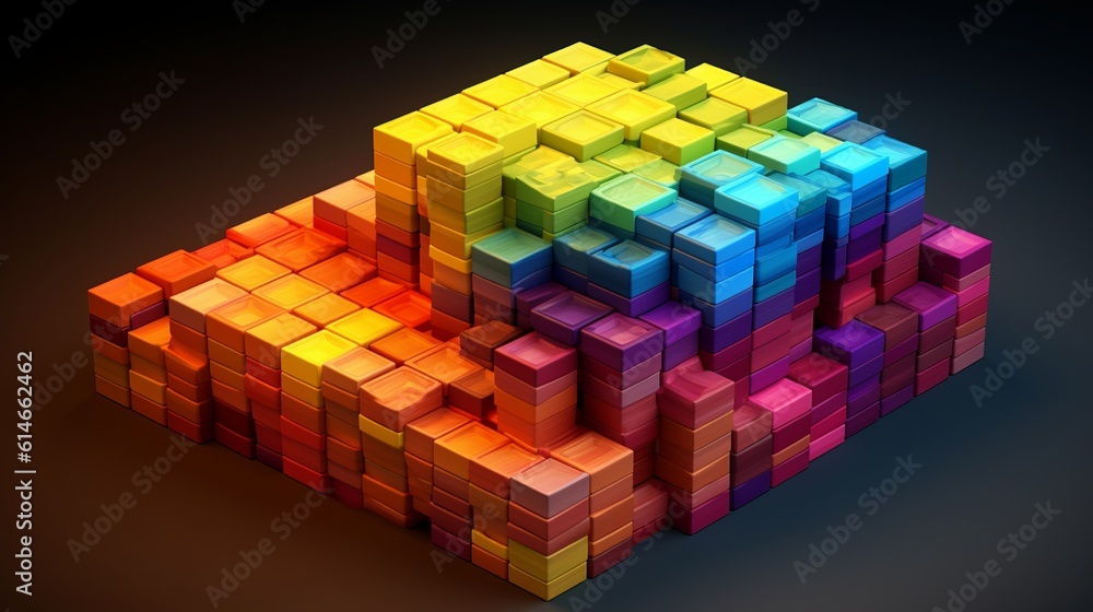 Poster blocks and cube abstract rainbow background. generative ai