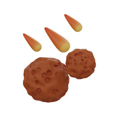 3d Comet. icon isolated on white background. 3d rendering illustration