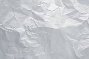 White crumpled paper texture background, clean white wrinkled paper, top view.