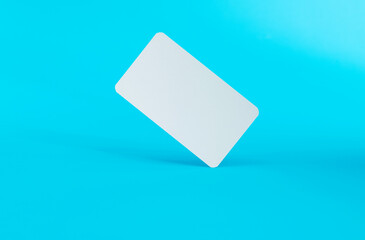Business card on blue background