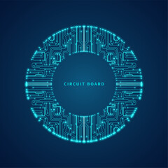 Abstract technology background with round circuit board.