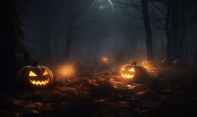 Ghosts and Pumpkins: A Halloween Spectacle of Spooky Delights. Generative AI.