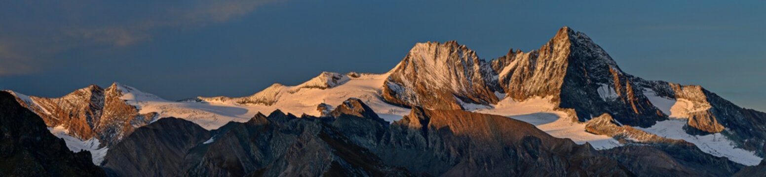 Panoramic view of mountains with snow, Hohe Tauern National Park, Austria