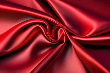Obraz premium Red silk satin fabric luxury, perfect for design background, Created with generative AI tools