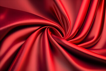 Obraz premium Red silk satin fabric luxury, perfect for design background, Created with generative AI tools