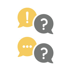 Conversation chat bubble with exclamation and question mark. Help and FAQ, communication and talking balloon vector icon set.