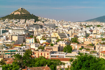 Fototapeta premium Cityscape of Athens with Lycabettus Hill, Greece