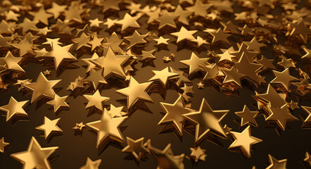 customers gold stars isolated on a golden background, in the style of vray tracing