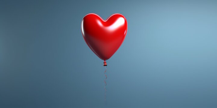 Beautiful banner Heart Valentines Day love image red ball. Background Generative Ai