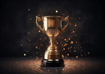 golden trophy and stars on a beige background, in the style of 3d, miniature core