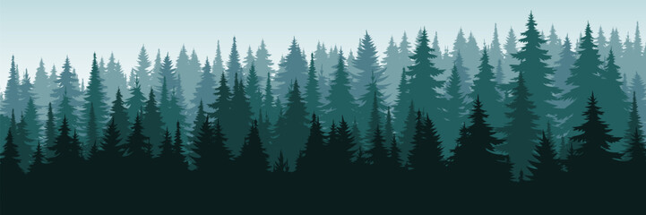 Fototapeta premium Abstract tree landscape background. Forest panorama landscape background