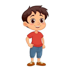 Cartoon funny little boy isolated on white background. Generative AI