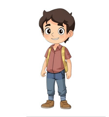 Obraz premium Cartoon funny little boy isolated on white background. Generative AI