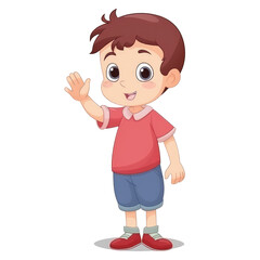 Obraz premium Cartoon funny little boy isolated on white background. Generative AI