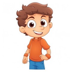 Cartoon funny little boy isolated on white background. Generative AI