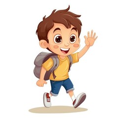 Cute child with backpack. Back to school. Generative AI