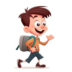 Cute child with backpack. Back to school. Generative AI