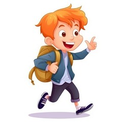 Cute child with backpack. Back to school. Generative AI