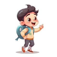 Cute child with backpack. Back to school. Generative AI