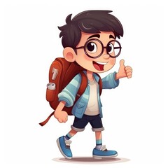 Fototapeta premium Cute child with backpack. Back to school. Generative AI