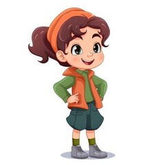 Cute cheerful girl isolated on white background. Generative AI
