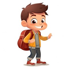 Cute child with backpack. Back to school. Generative AI