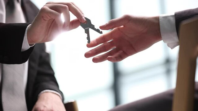 New property owner receiving the keys to his property