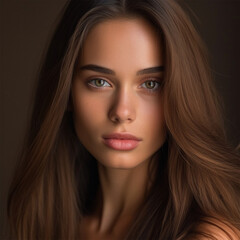 Fototapeta premium Portrait of a stunningly beautiful model girl . generative AI