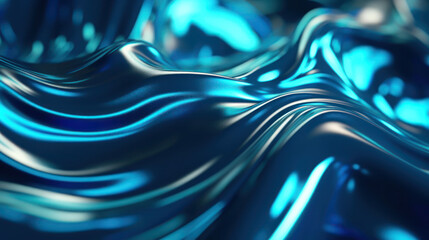 Abstract wavy liquid background with blue metal wave 