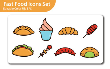 set of icons of food