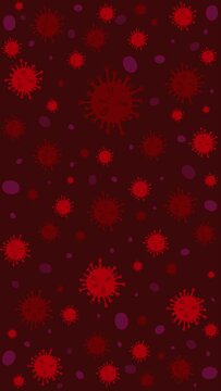 Red Corona Virus Disease delta omicron bacteria variant background 2d animation with disease cells and red blood cell, Vertical Video Coronavirus Motion Graphic Backgrounds.