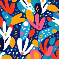 Fototapeta na wymiar Seamless abstract pattern with flowers print for fabric . folk style .generative AI