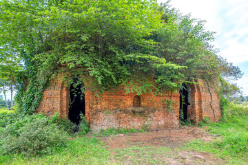 Abandoned brick kilns in Phu Son, Cho Lach, Ben Tre, Vietnam. This place used to trade handmade baked bricks near the Mekong River in Vietnam