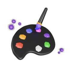 3d Paint Brush. icon isolated on white background. 3d rendering illustration